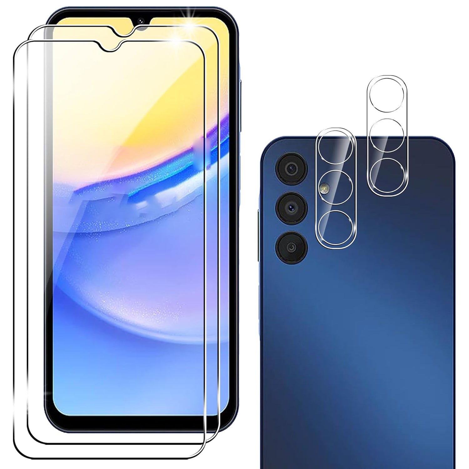2Pcs For Samsung Galaxy A05s 4G Tempered Glass Screen Protector with Camera Lens Film Shatterproof 9H Hardness 2Pcs For Samsung Galaxy A05s 4G Tempered Glass Screen Protector with Camera Lens Film Shatterproof 9H Hardness